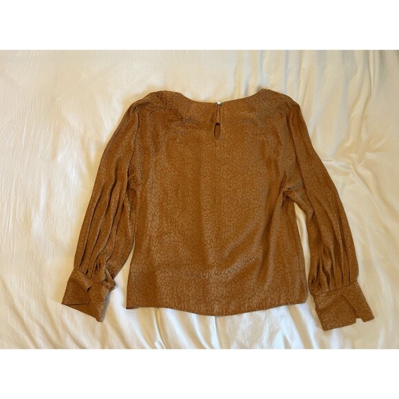 NWT Nine West Burnt Orange Long Sleeve Peplum Animal Print Blouse Women's Small - Picture 3 of 4